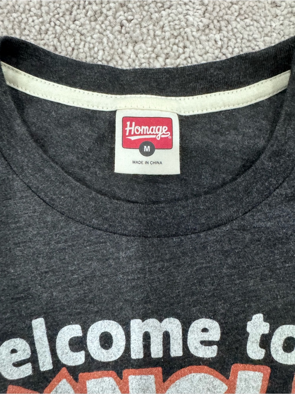 HOMAGE Charcoal Graphic Tee with Orange & White Accents - Picture 3 of 8